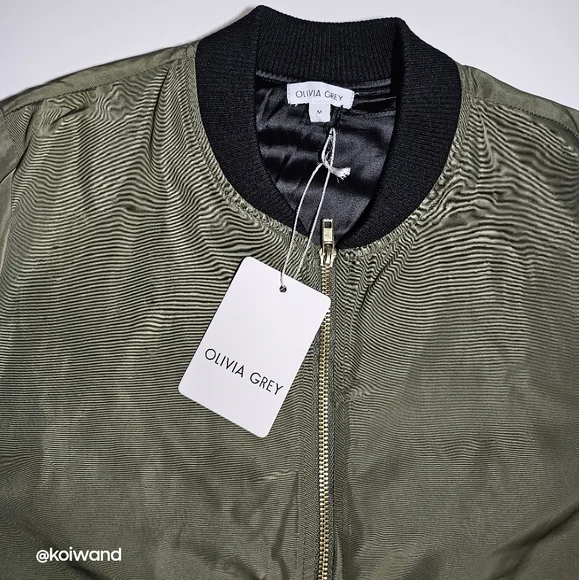 Women's Bomber Jacket Full-zip Padded Casual Active Sport Coat Outwear - Picture 4 of 14